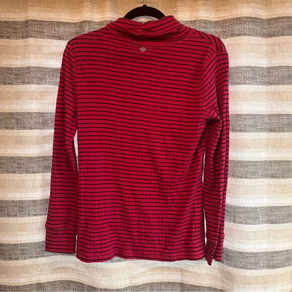 T By Talbots Pink And Navy Stripe‎ Turtle Neck Long Sleeve Size Small - Picture 2 of 8